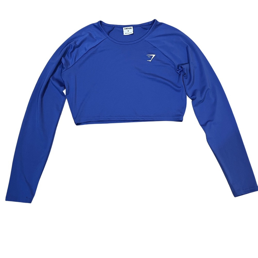 Gymshark Royal Blue Long Sleeve Crop Top M Athletic Training